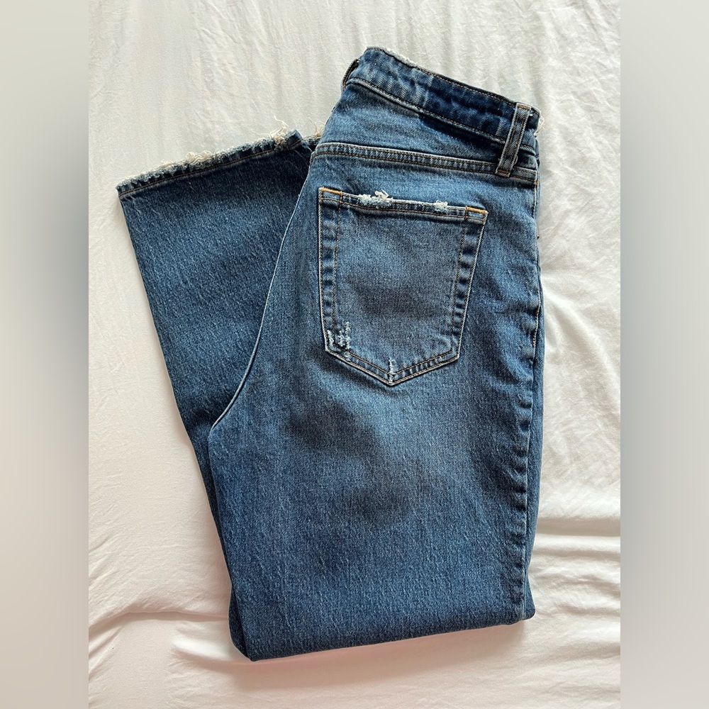 Abercrombie & Fitch The Dad High Rise Curve Love Blue Jeans